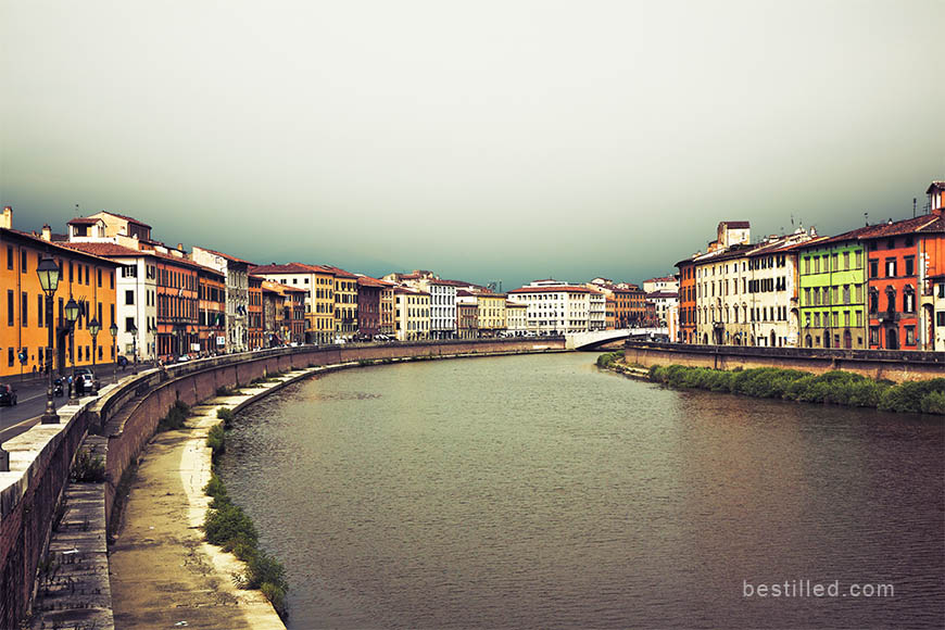 Art photograph of the Arno river through Pisa, Italy, by Joseph Westrupp.