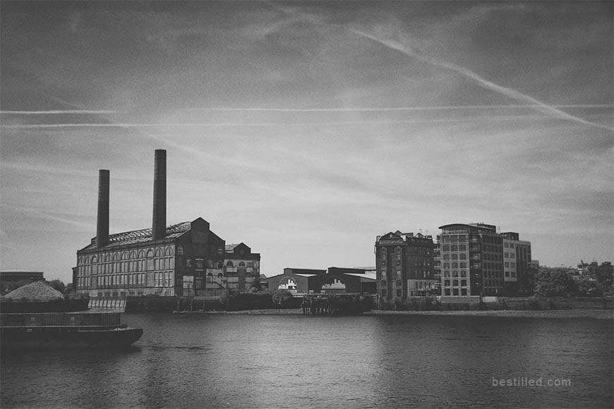 Art photograph of an old factory beside the River Thames, London, by Joseph Westrupp.