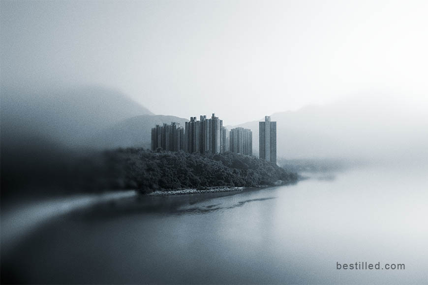 Art photograph of sea and skyscrapers in Tung Chung, Hong Kong, by Joseph Westrupp.