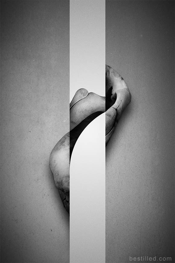 Geometric bone art in black and white. Abstract surrealism by Joseph Westrupp.