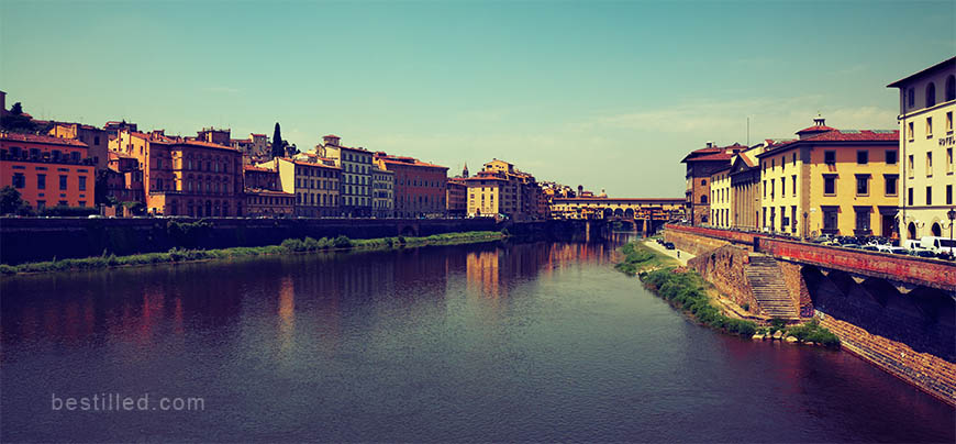 Art photograph of the Arno river through Florence, Italy, by Joseph Westrupp.