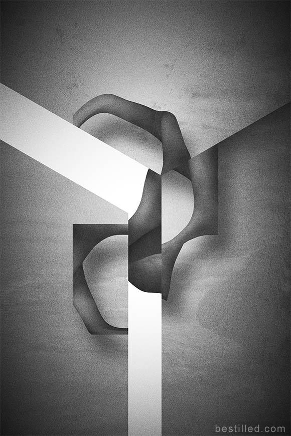 Sci-fi bone art in black and white. Abstract surrealism by Joseph Westrupp.
